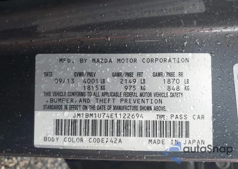 2014 Mazda Mazda3 I Sport из США, поврежденный, VIN JM1BM1U74E1122694